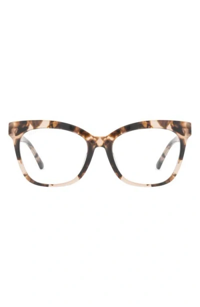 Diff Winston 50mm Cat Eye Optical Glasses In Himalayan Tort/clear