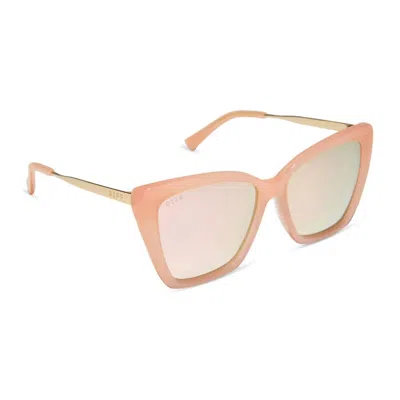 Diff Women's Becky Ii Oversized Sunglasses In Peach/cherry Blossom Mirror In Multi