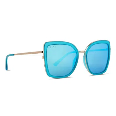 Diff Women's Clarisse Sunglasses In Turquoise Ice Crystal + Turquoise Ice Mirror In Blue