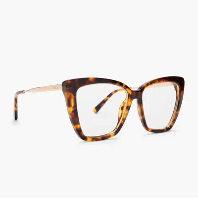 Diff Women's Eyewear Becky Iv Blue Light Technology Glasses In Amber Tortoise In Brown