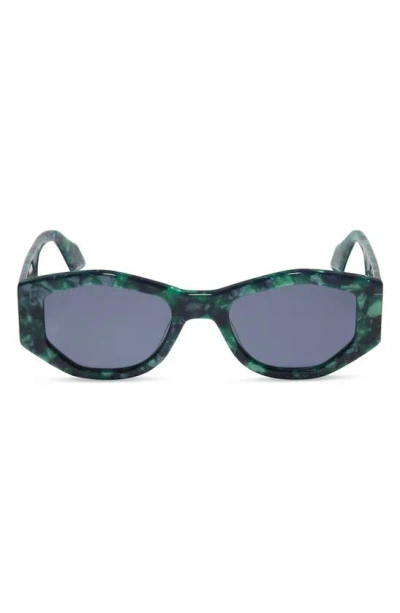 Diff Zoe 52mm Polarized Oval Sunglasses In Black