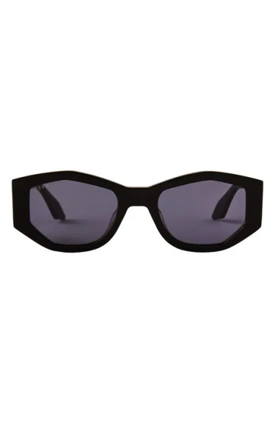 Diff Zoe 55mm Square Polarized Sunglasses In Black/grey