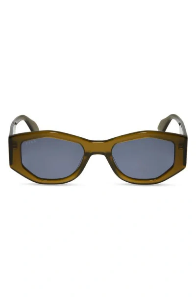 Diff Zoe 55mm Square Polarized Sunglasses In Rich Olive