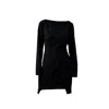 Different Women's Arc Mini Dress With Cut-out Hemline Black In Black