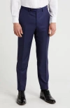 Digel Flat Front Virgin Wool Dress Pants In Blue