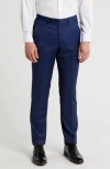 Digel Flat Front Virgin Wool Dress Pants In Blue