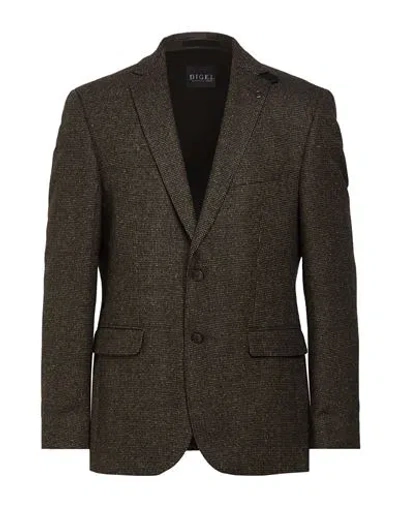 Digel Man Blazer Dark Brown Size 48 Virgin Wool, Polyamide, Silk, Polyester, Elastane