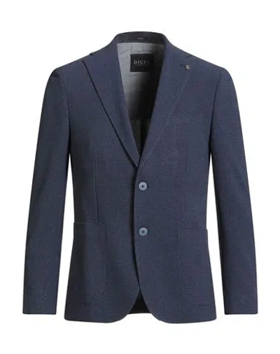 Digel Man Blazer Navy Size 46 Polyester, Viscose, Elastane In Blue