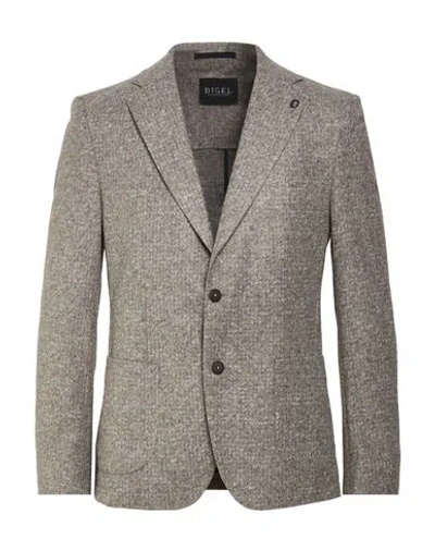 Digel Man Blazer Taupe Size 46 Polyacrylic, Virgin Wool, Polyester In Gray