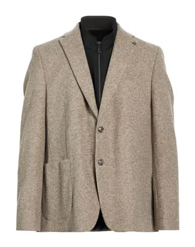 Digel Man Blazer Taupe Size 48 Polyacrylic, Virgin Wool, Polyester In Neutral