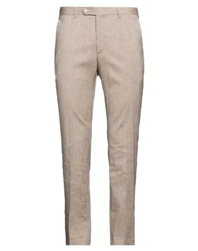 Digel Man Pants Khaki Size 26 Polyester, Linen, Viscose, Elastane In Beige