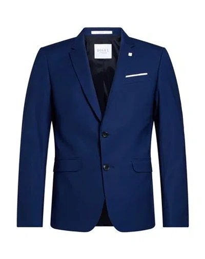 Digel Move Man Blazer Navy Size 42 Polyester, Viscose, Elastane In Blue