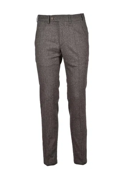 Digel Tailored Brown Trousers With Textured Finish And Straight Leg Design In Gray