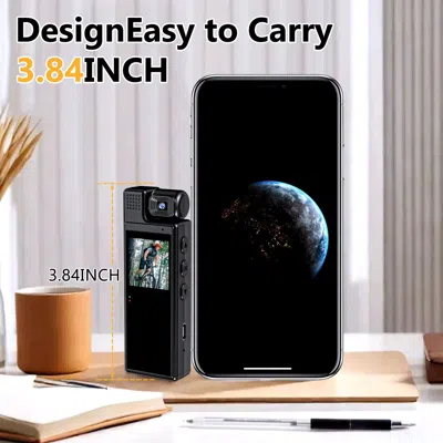 Digicam Mini Body Camera For Sports, Audio Video Recording, Night Vision, 180° Adjustable Lens, Motion Detec In Black