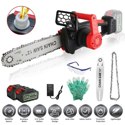 Digiitool 12-inch Cordless Electric Chainsaw With 2 X 21v 1.5ah/3.0ah Batteries & Charger - Brushless Motor, A In Multi