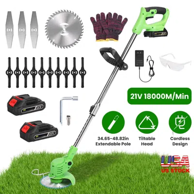Digiitool 21v 300w Cordless Grass Trimmer Rechargeable Lawn Mower 18000m/min Weed Cutter With Saw Blade 2 Stai In Multi