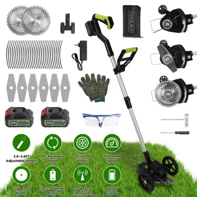 Digiitool 21v Electric Weed Edger Cordless String Trimmer Grass Mower Eater Bush Cutter With 16800rpm 2x 3000m In Black