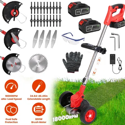 Digiitool 3 In 1 Electric Cordless Grass Wacker Battery Powered Grass Trimmer With Wheels Adjustable Head Exte In Multi