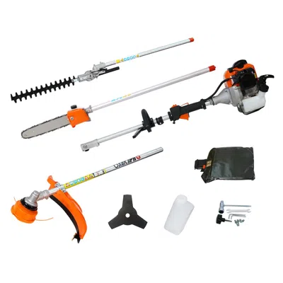 Digiitool 4 In 1 Multi-functional Trimming Tool, 56cc 2-cycle Garden Tool System With Gas Pole Saw, Hedge Trim In Gray