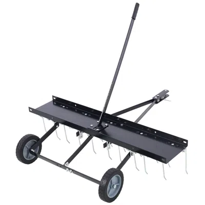 Digiitool 40-inch Lawn Sweeper Tow Behind Dethatcher, Landscape Rake, Lawn Tractor Rake, Tine Tow Dethatcher P In Black