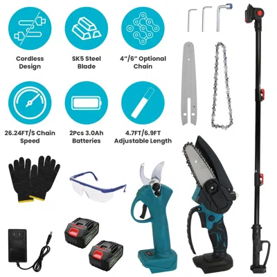 Digiitool 4-in-1 Pole Pruning Shears, Electric Pruning Shears & Pole Saws For Tree Trimming With 7 Adjustable  In Multi