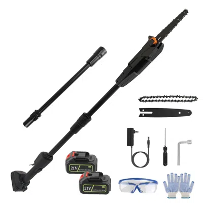 Digiitool 6in Cordless Pole Saw 7.4ft Maximum Extendable Length 35ft/s Speed Electric Pole Chainsaw 2pcs 3.0ah In Black