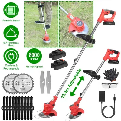 Digiitool Cordless Grass Trimmer, 37-50.4in Adjustable Pole, 2x1500mah Rechargeable Batteries, 8000 Rpm Powerf In Multi
