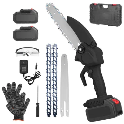 Digiitool Electric Mini Chainsaw Portable Handheld Cordless Small Chain Saw Battery Powered With 2pcs 1200mah  In Black