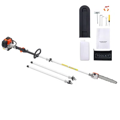 Digiitool Gas Pole Saw, 25cc 2 Stroke Gas Powered Pole Saws With 12 In Cutting Bar, Cordless Tree Trimmer With In White