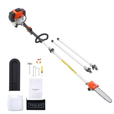 Digiitool Gas Pole Saw, 43cc 2 Stroke Gas Powered Pole Saws With 10 In Cutting Bar, Cordless Tree Trimmer With In White