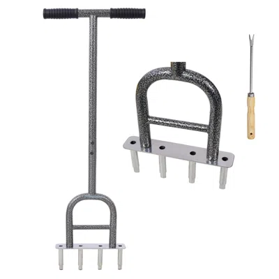 Digiitool Lawn Coring Aerator, 4 Corer Plug Aerator Tool With Soft Rubber Grip, Manual Grass Aerating Tool, Ga In Multi