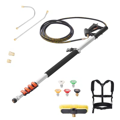 Digiitool Pressure Washer Telescoping Wand, 18 Ft, 4000 Psi, Telescopic Spray Wand With Power Washer Extension In Black
