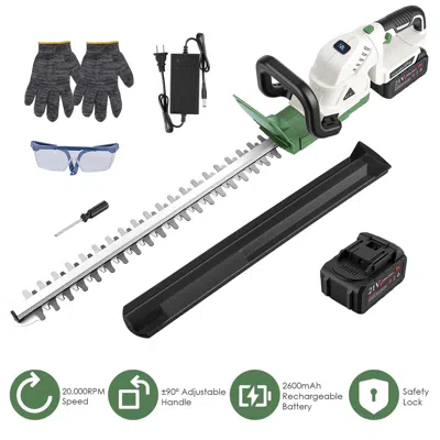 Digiitool Professional Cordless Hedge Trimmer, ±90° Adjustable Handle & 0.6 Inch Cutting Capacity, 2600mah Rec In Black
