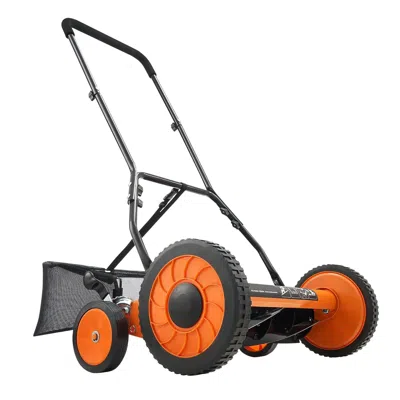 Digiitool Push Reel Lawn Mower 18 Inch, 5 Blades Manual Push Mower No Motor, 1.37-2.44 In Adjustable Cutting H In Black