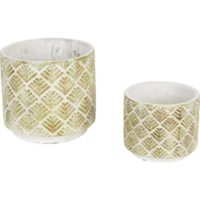 Dii Abstract Gold And White Cement Flower Pot Set/2