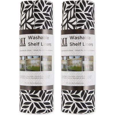 Dii Abstract Leaf Print Reusable Shelf Liner Set/2 In Black