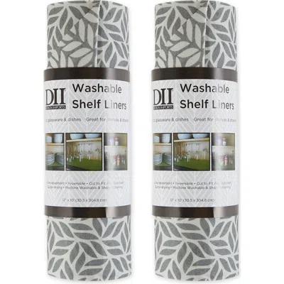 Dii Abstract Leaf Print Reusable Shelf Liner Set/2 In Gray