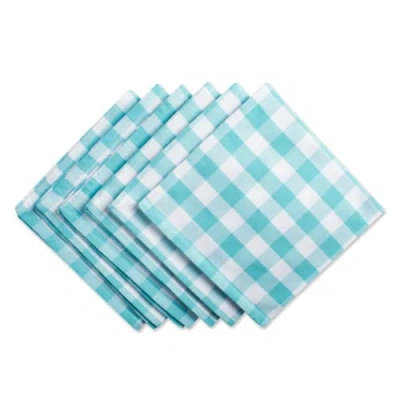 Dii Aqua/white Checkers Napkin Set/6