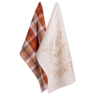 Dii Asst Check Fall Be Thankful Printed Dishtowel Set/2