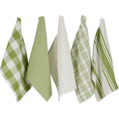 Dii Asst Everyday Dishtowel Set/5 In Antique Green