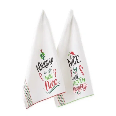 Dii Asst Naughty Nice Printed Dishtowel Set/2