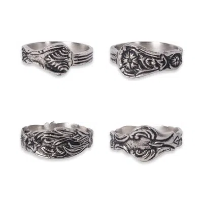 Dii Asst Silver Spoon Napkin Ring Set/4
