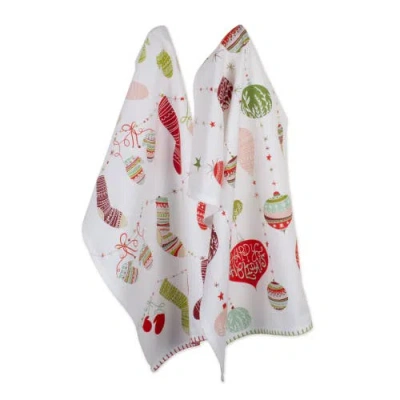 Dii Asst Xmas Trimmings Printed Dishtowel Set/2