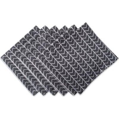 Dii Black & White Herringbone Napkin Set/6 In Black/white