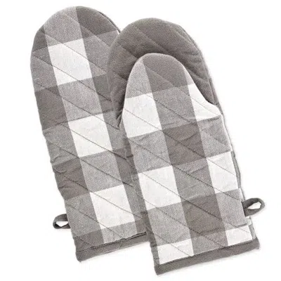 Dii Black Buffalo Check Oven Mitt Set/2 In Gray