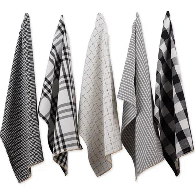 Dii Black Farmhouse Woven Dishtowel Set/5