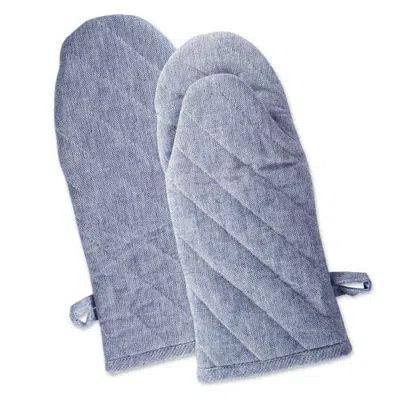 Dii Blue Solid Chambray Oven Mitt Set/2