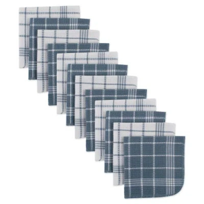 Dii Blue Waffle Weave Dishcloth Set/12