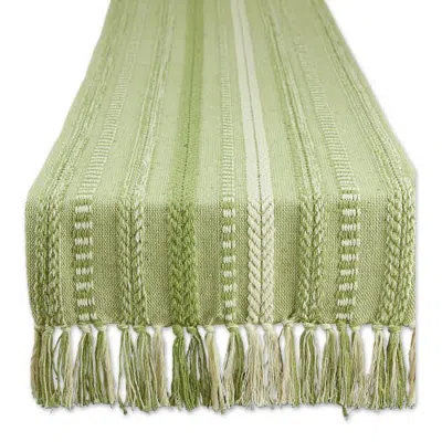 Dii Braided Stripe Jacquard Table Runner In Antique Green