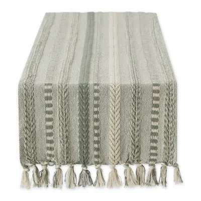 Dii Braided Stripe Jacquard Table Runner In Artichoke Green